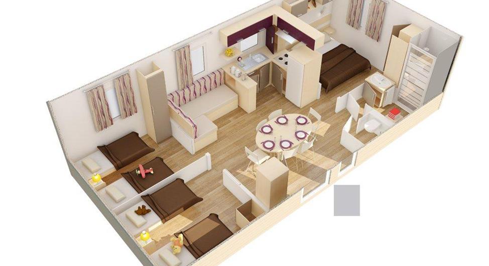 Camping Côte de Granit Rose Stacaravan met overdekt zwembad - 3 slaapkamers plaats 13  - Camping Armor Loisirs