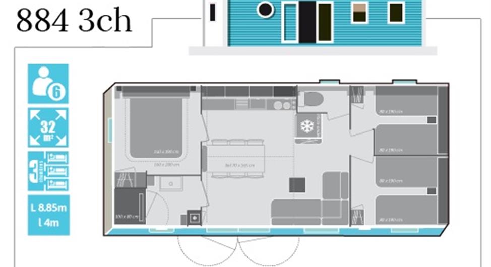3-sterren camping Côte de Granit Rose Stacaravan 3 kamers standplaats 96 uitzicht op zee overdekt terras - Camping Armor Loisirs
